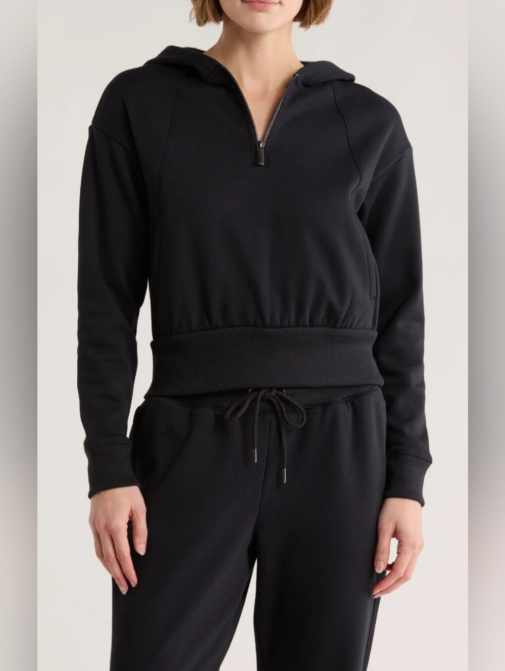 Marika Roxie Crop Black Quarter Zip Hoodie - Medium